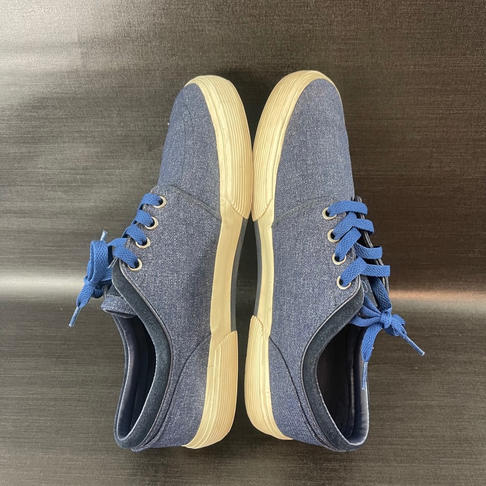 Polo Ralph Lauren Faxon Low Mens Size 9 Navy Blue Heathered Canvas Casual Shoes - Picture 7 of 9